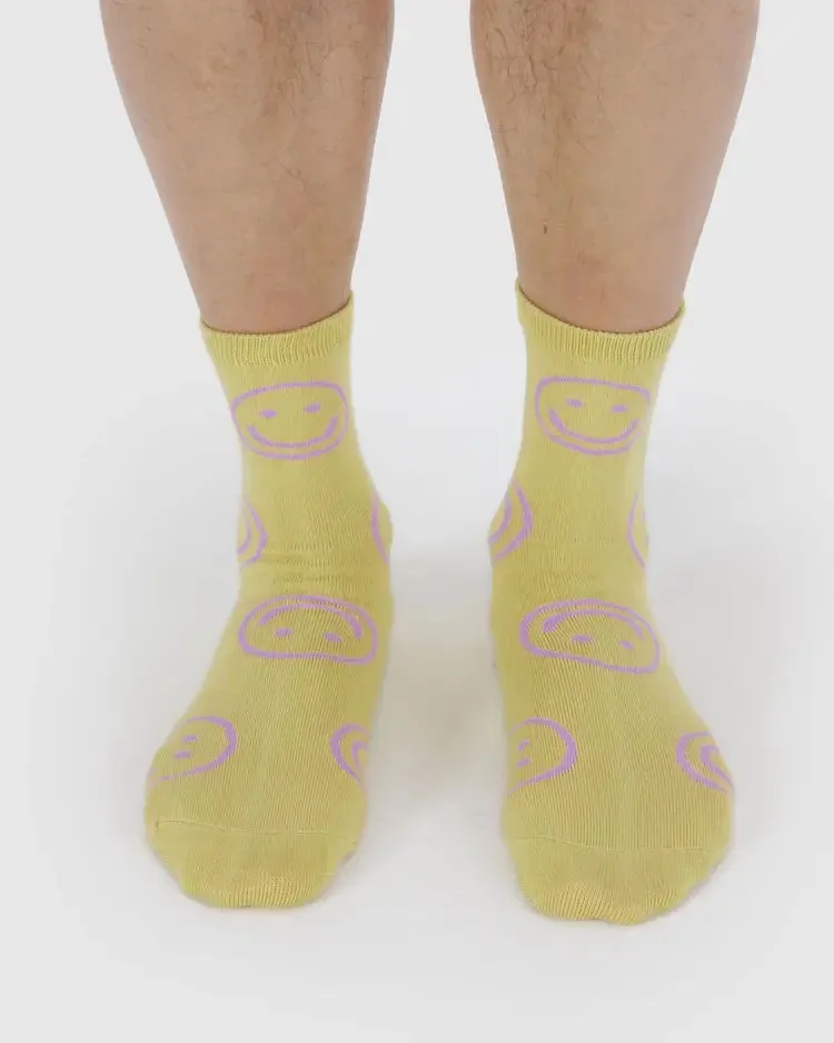 Baggu | Crew Sock | Straw Happy