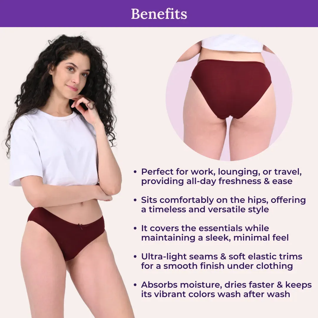 BrZee Bikinis | Lightweight Cotton-Elastane Fabric | Super Stretchy For Comfort | No Visible Panty Lines | Pack Of 3