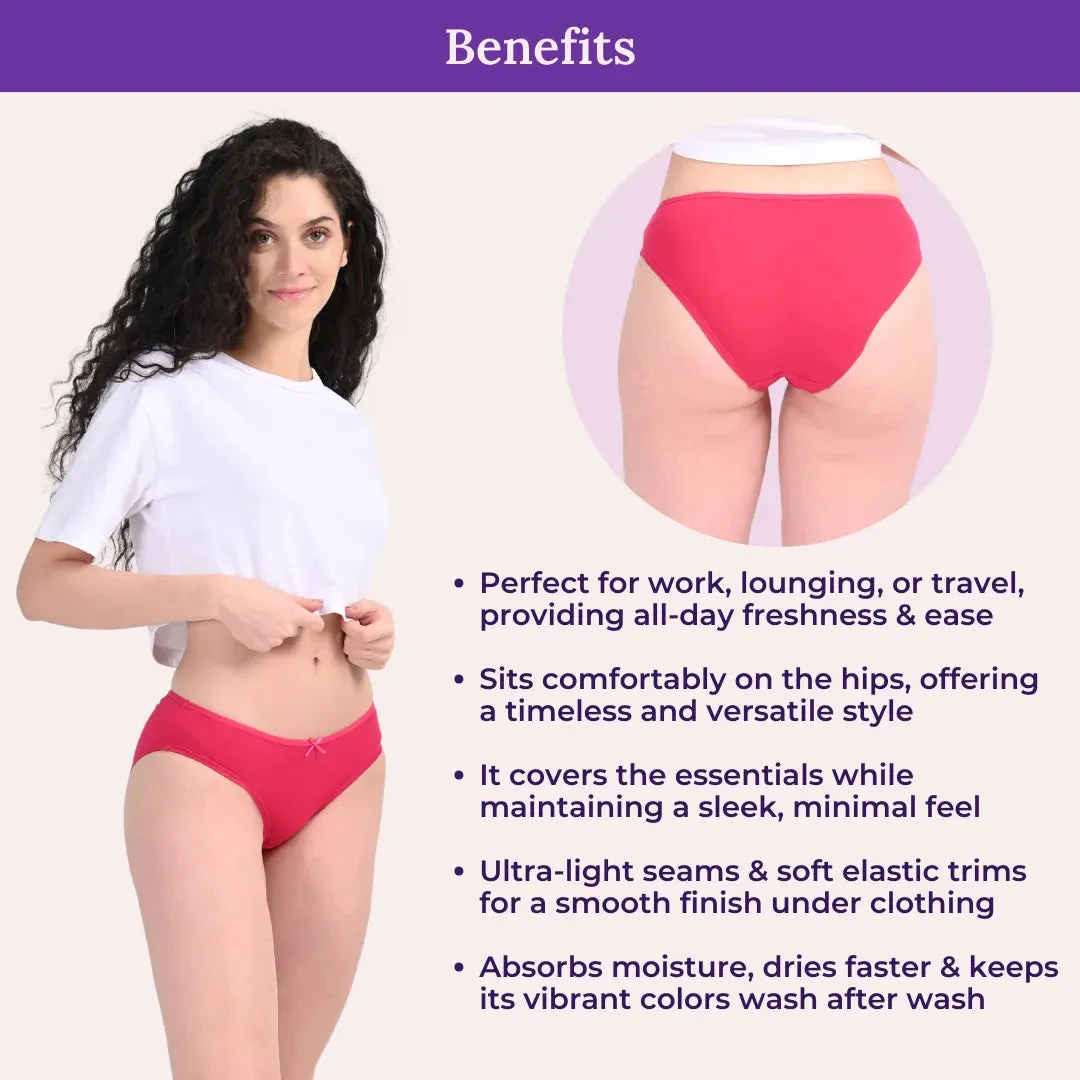 BrZee Bikinis | Lightweight Cotton-Elastane Fabric | Super Stretchy For Comfort | No Visible Panty Lines | Pack Of 6