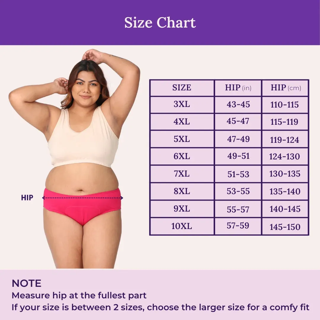 Curvy Women Period Panties For Stain Free Period | Hipster Fit | Leak Proof | Use with Pad For Hygiene | Prevents Front & Back Stains