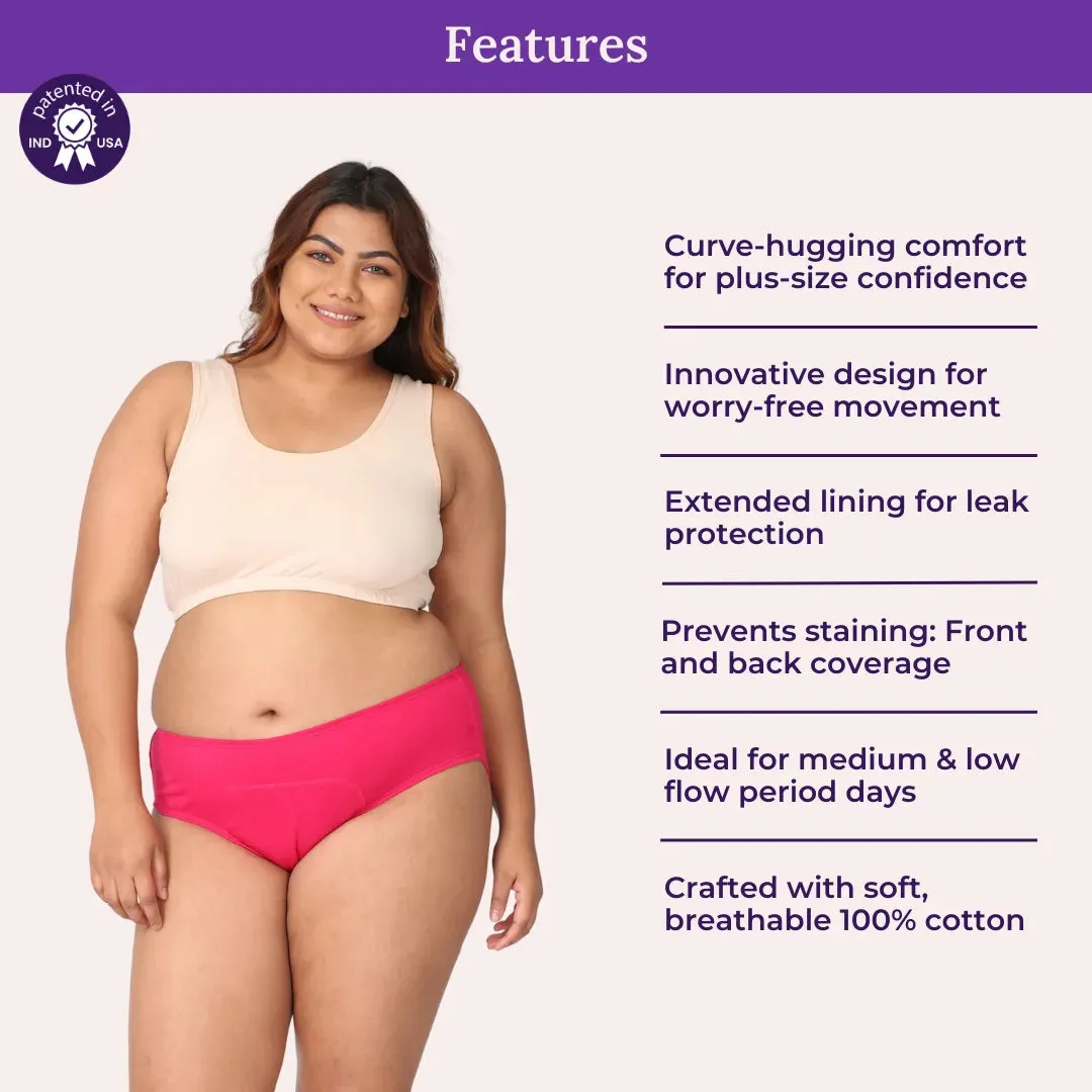Curvy Women Period Panties For Stain Free Period | Hipster Fit | Leak Proof | Use with Pad For Hygiene | Prevents Front & Back Stains