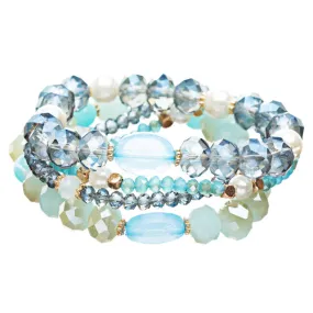Modern Fashion Crystal Rhinestone Stylish Beaded Stretch Bracelet B420 Blue