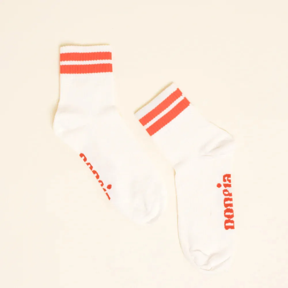 Organic Cotton Ankle Socks with Red Stripes