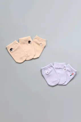 Set of 2.5 Low Cut Socks - Bunny & Penguin