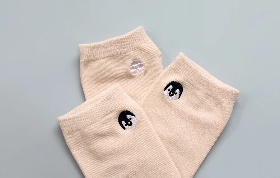 Set of 2.5 Low Cut Socks - Bunny & Penguin